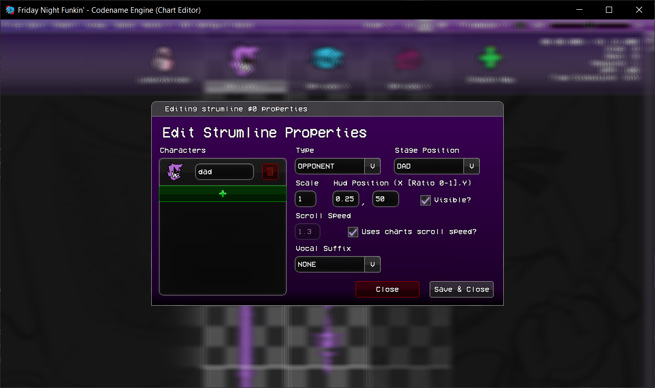 Image showing the strumline properties screen